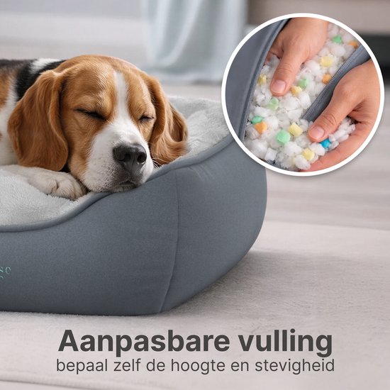 CozySense® Orthopedisch Hondenkussen 60x42 cm Maat S - Waterdicht & Wasbaar - Benchkussen en Hondenbed - Ultra Zachte Sherpa Stof - Grijs & Antraciet