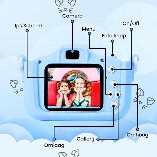 Bambini Kindercamera - Digitale Kindercamera - Kinder camera - Digitale camera - Fototoestel voor kinderen - 1080P HD - Blauw