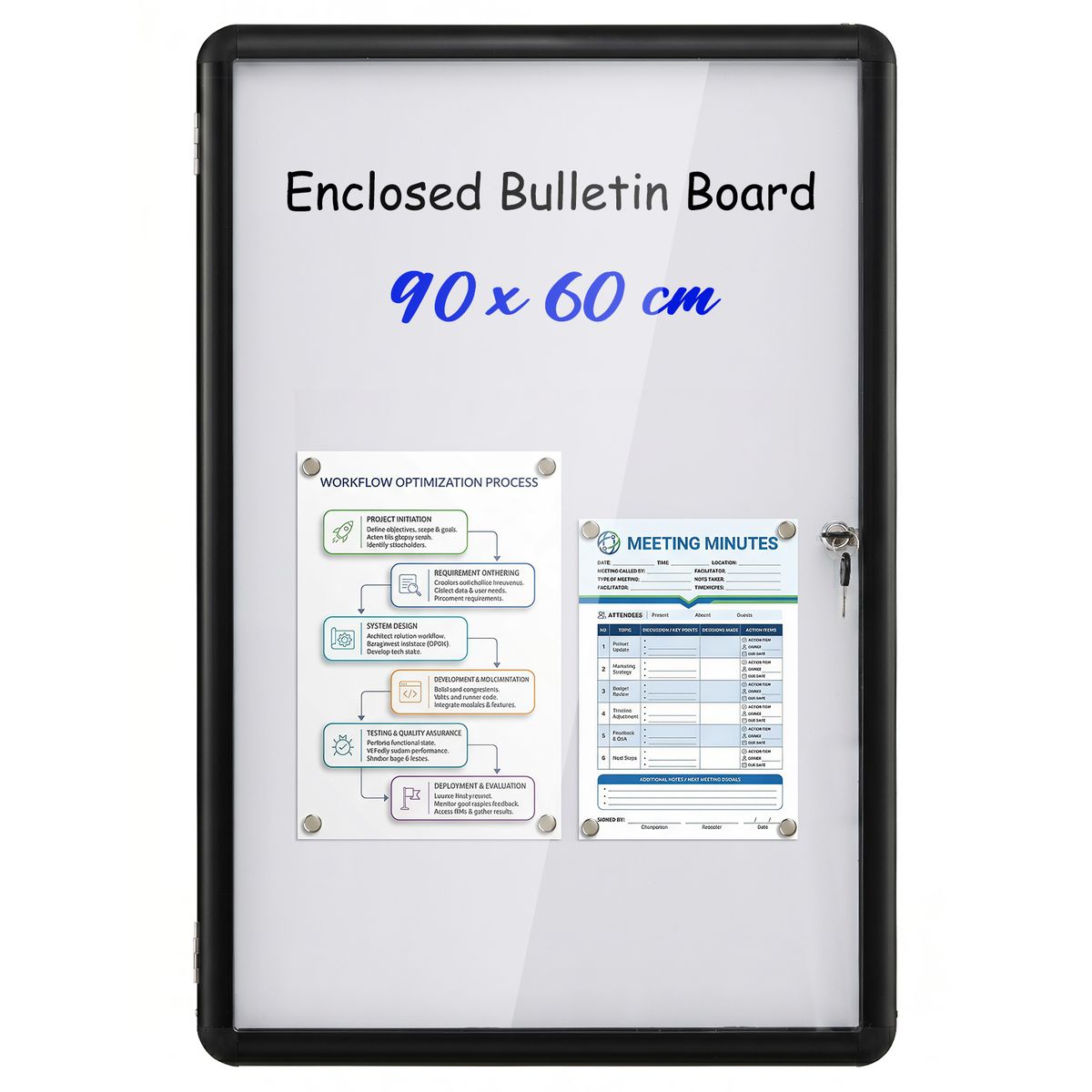 Coast Afsluitbare Vitrine Informatiebord - Magnetische en beschrijfbare achterwand - Maat M - Zwart