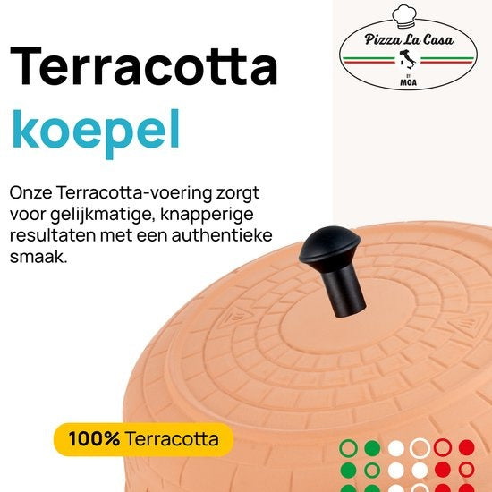 MOA Pizzarette - Pizza Oven - Pizza La Casa - 6 personen - RVS bakplaat - Terracotta - P06