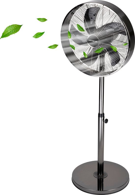 Lifetime Air Statiefventilator - 230V - Hoogte 85-125 CM - 3 Snelheden - Oscillerende Functie - Kantelbaar - Zilver