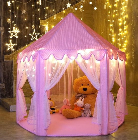 Fuegobird Speeltent Voor Kinderen - prinses kasteel - Game Tent - Indoor en Outdoor Games - Wordt geleverd met led-verlichting - Roze