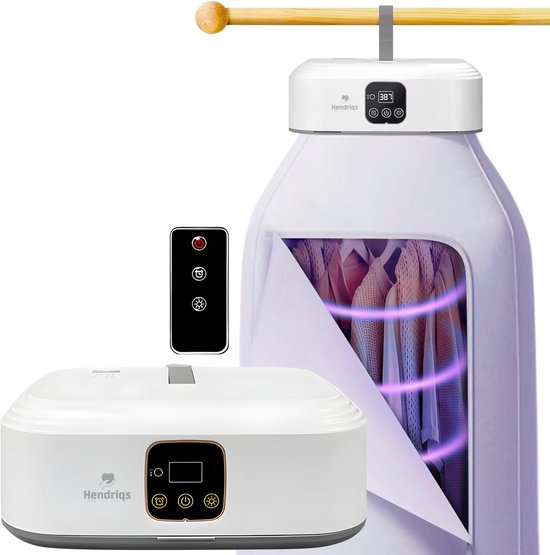 Hendriqs® Wasdroger Condensdroger 8 kg - 90°C mini droger met UV-sterilisatie - Droge Kleding & Warme Kamer Tegelijk - Alternatief voor Warmtepompdroger & Wasdroogcombinatie & Droogkast & Elektrisch Droogrek & Droogmachine