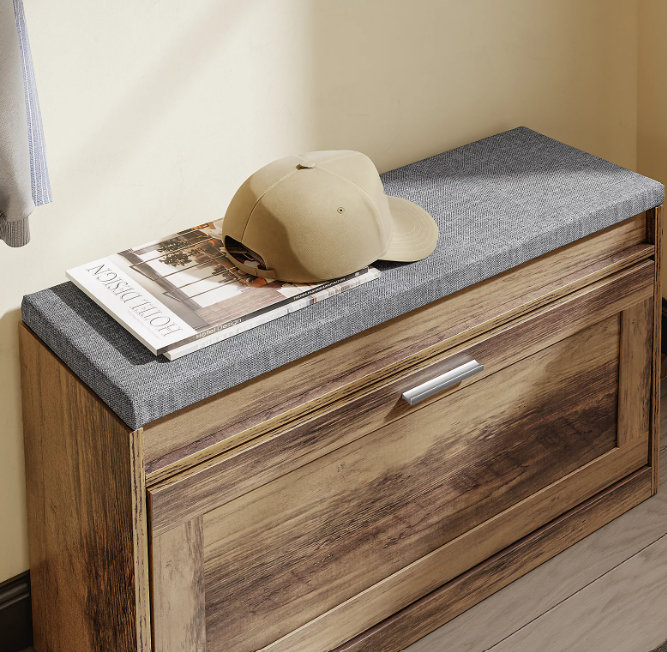 SoBuy Schoenenbank 75 x 24 x 53 cm - Bruin - Met 2 Uitschuifbare Legplanken en Zitting