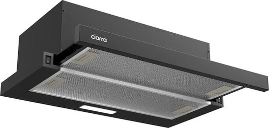 CIARRA CBCB6906D - Vlakscherm Afzuigkap - 60cm Zwart – Inclusief set koolstoffilters - 370m3 – Energieklasse A++