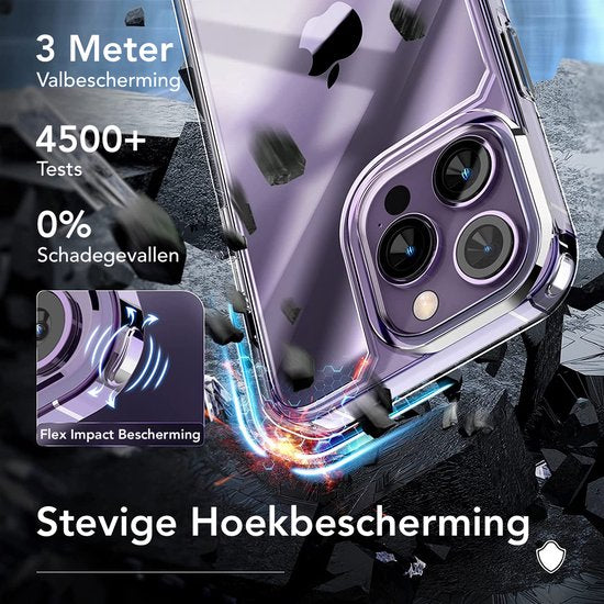 Podec Hoesje Transparant - Bundel met 2x Screenprotector + 2x Cameraprotector - Telefoonhoesje met Beschermglas - Case Doorzichtig - Geschikt voor iPhone 14 pro max