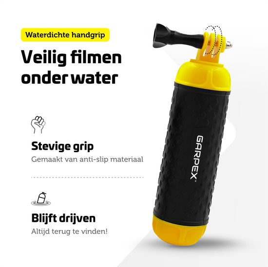 Garpex® Drijvende Handgrip - Drijvend Statief - Universeel - Geschikt voor alle action camera - Selfiestick - Inclusief verstelbare polsband en duimschroef