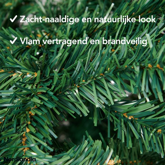Nordlandia Kunstkerstboom Met LED Verlichting - 180 cm - Realistische Kunststof Kerstboom - Metalen Standaard - Groen