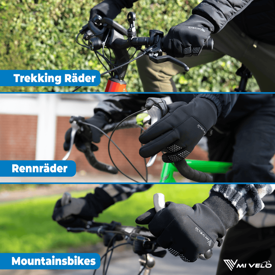 MiVelo Winddichte & Waterafstotende Fietshandschoenen - Unisex - Zwart - Maat L