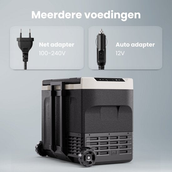 Auronic Elektrische Koelbox - Compressor - 40L - 12V en 240 volt - Camping Koelkast - Frigobox Auto - Met Wielen en Hendel - Zwart