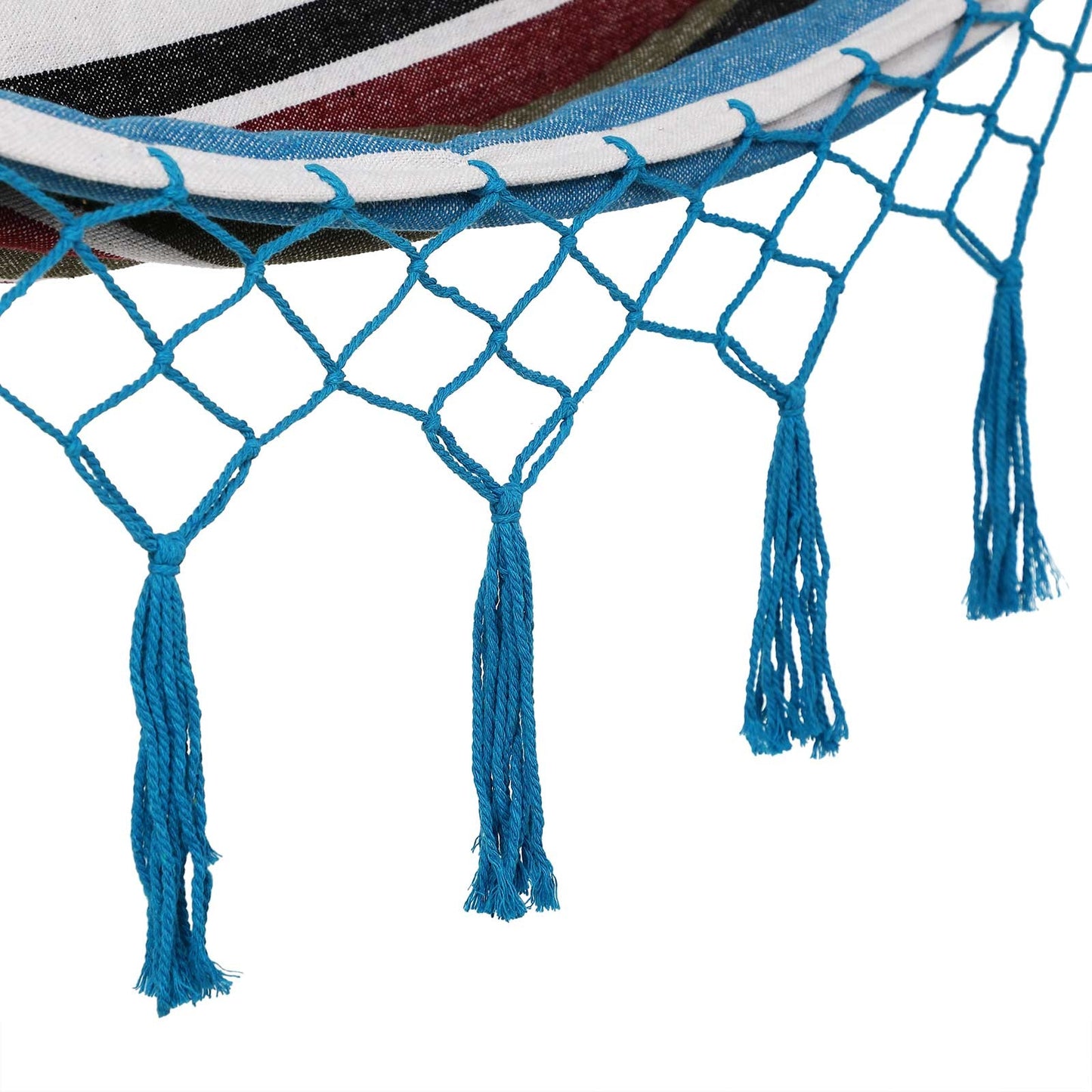 Detex Hangmat met Franjes - 320x150cm – Belastbaar tot 300kg - Blauw