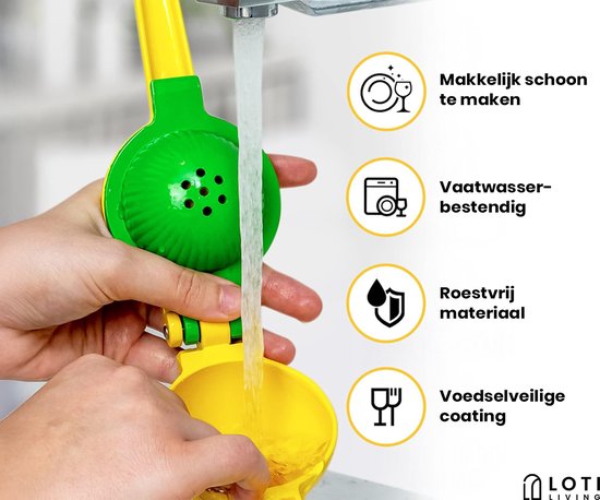 Loti Living Citruspers - Limoenpers - Handmatige Citroenpers - Lemon squeezer - Geel/Groen