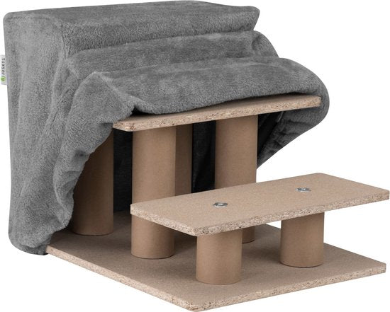 Juskys Huisdierentrap - Hout - Max. 50 kg - Grijs - 46 x 36 x 34 cm
