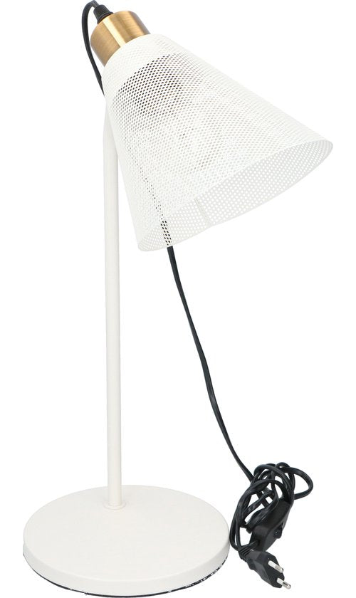 Luxe Grundig Tafellamp – E27 Fitting – 30cm – Wit – Met Aan/Uit Schakelaar – Stijlvolle Verlichting voor Jouw Interieur