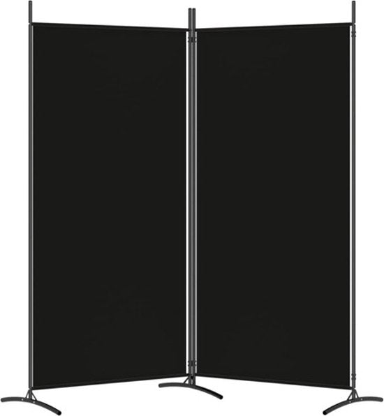 vidaXL - Kamerscherm - met - 2 - panelen - 175x180 - cm - stof - zwart