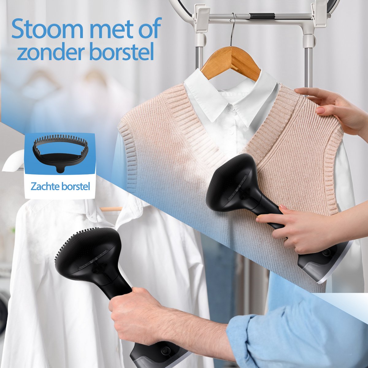 VAIVE TurboSteam Inklapbare Kledingstomer 1600W - Handstomer - Stoomapparaat Kleding - Steamer - Stomer - Kledingstomers