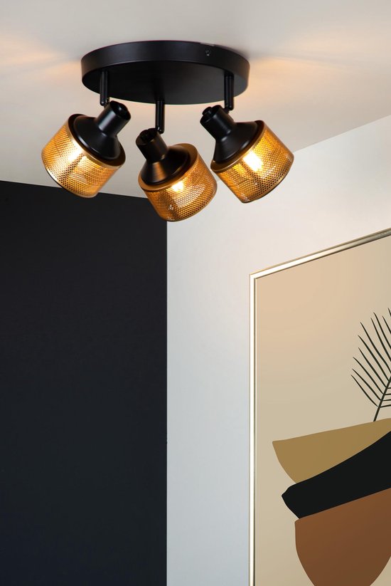 Lucide RAFA - Plafondspot (Plafondlamp) - Ø 35 cm - 3xE14 - Zwart