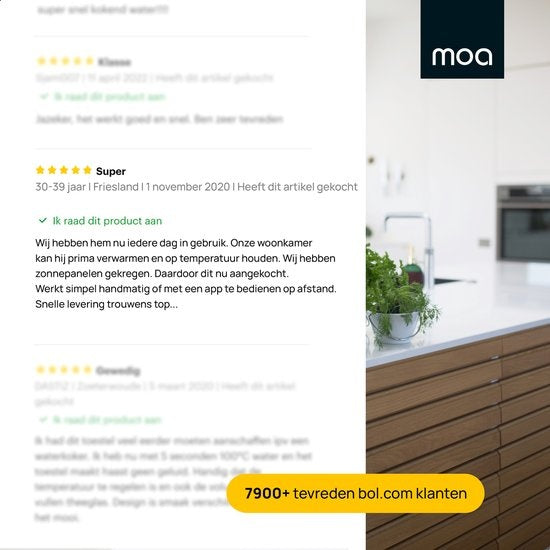 MOA Smart Glazen Paneelverwarmer met WiFi - Elektrische kachel - Convectorkachel - Paneelverwarming - Portable Heater - Wit - PH15W