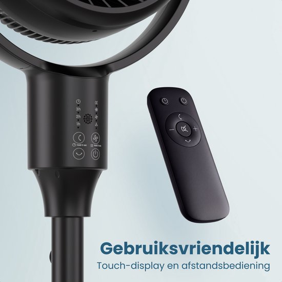Auronic Statiefventilator - Staande Ventilator - Luchtkoeler - Vloer en tafelventilator - Omni - 3 Snelheden - Stille Ventilator - Fan - Met Afstandsbediening - Zwart