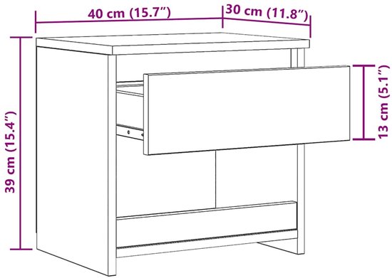 vidaXL - Nachtkastjes - 2 - st - 40x30x39 - cm - bewerkt - hout - zwart
