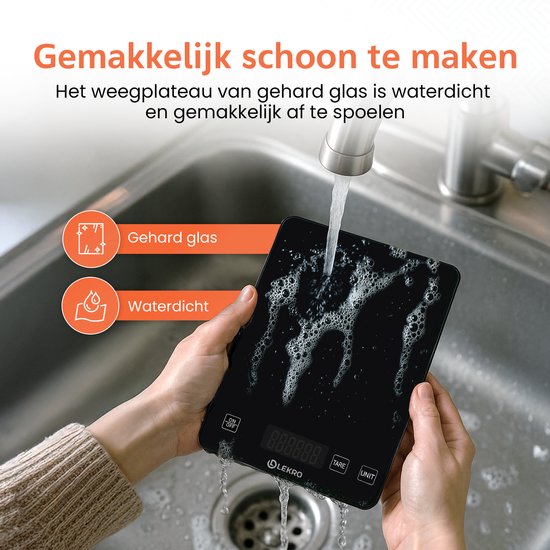 Digitale Precisie Keukenweegschaal – Weegschaal Keuken - 1gr-15kg – Tarra Functie - Zwart