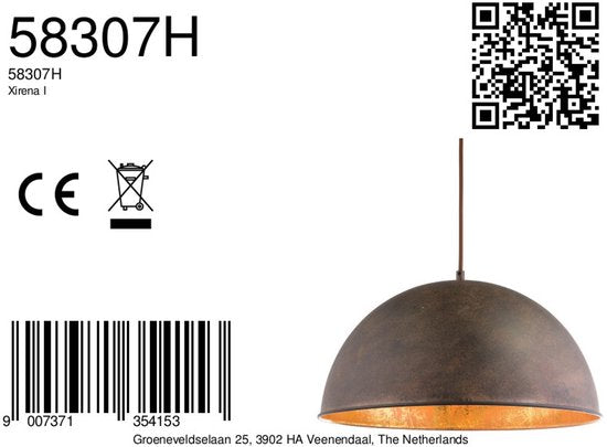 Globo - hanglamp - Xirena I - bruin - metaal - Ø 41cm - E27 - 58307H