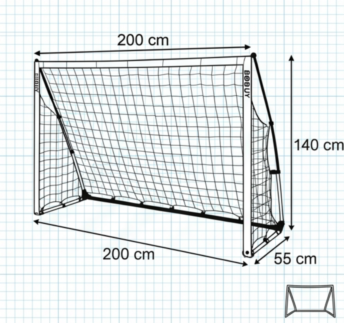 SoBuy Voetbaldoel - Pop-up - 200 x 140 x 55 cm - Oranje