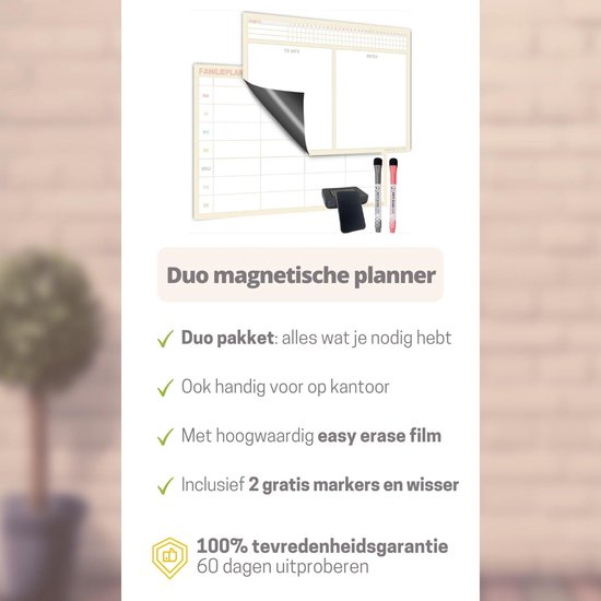 Magnetische familieplanner - weekplanner whiteboard - planner magnetisch - planbord - maandplanner magnetisch