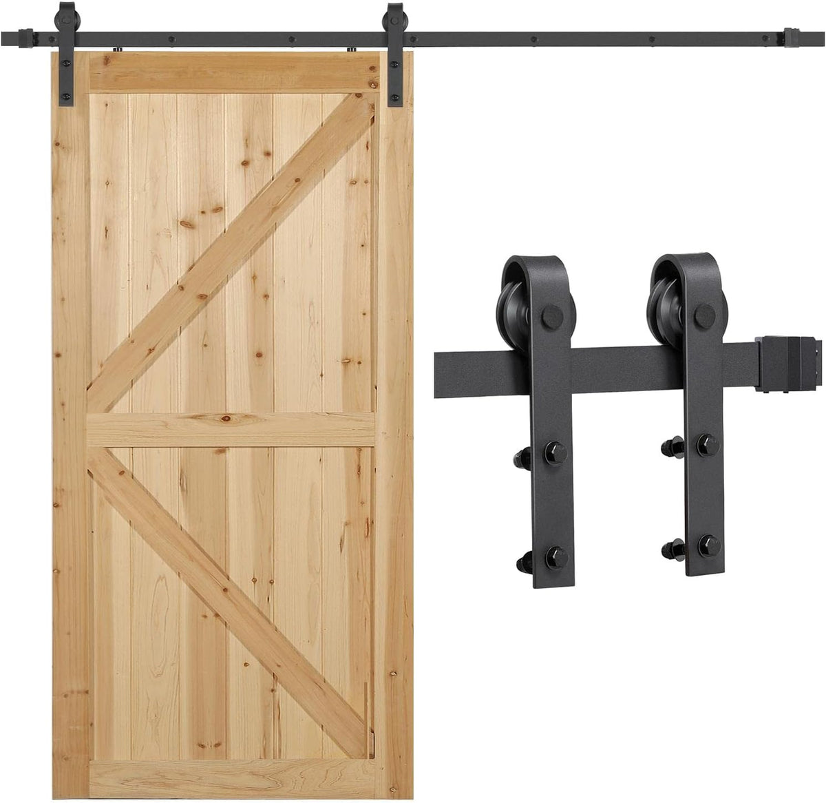 Yaheetech Schuifdeurbeslag - Tot 100 Kg - IJzer - 244 x 23 x 5.5 cm - Zwart