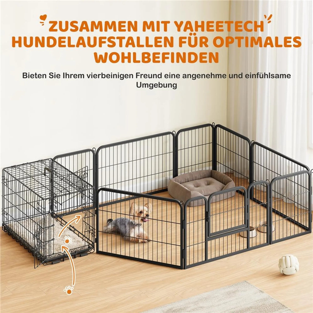 Yaheetech Hondenbench Opvouwbaar – 76 x 45 x 51 cm – Voorzien Van Tussenschot En Uitneembare Bodemplaat En Dubbele Deur – Voor Kleine Honden – Zwart Metaal En Kunststof