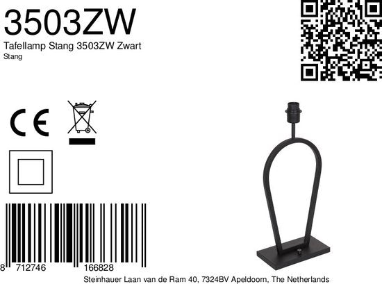 Steinhauer tafellamp Stang - zwart - metaal - 3503ZW