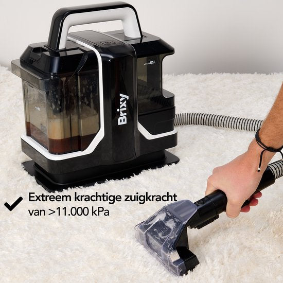 Brixy Professionele Tapijtreiniger - Vlekkenreiniger - 2 Borstels - Krachtig En Draagbaar - Bank Reiniger - Meubelreiniger - Zetelreiniger - 750W - Incl. Reinigingsmiddel