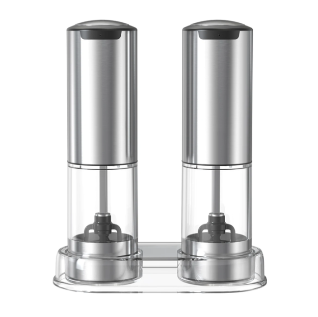 Cuisync Elektrische Pepermolens Set - 2 Stuks - Oplaadbaar - Instelbare Maalgraad - RVS - Zilver