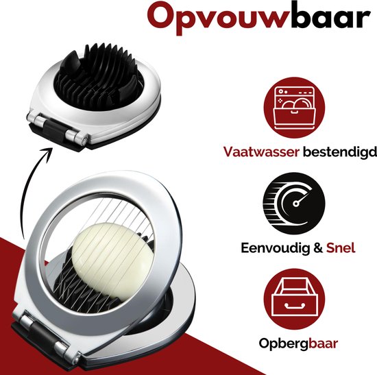 VAIVE Eiersnijder Vaatwasserbestendig - RVS - Champignonsnijder - Keukengerei