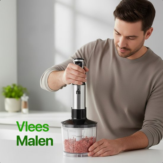 MATTI® - Staafmixer Set 5in1 - Elektrische Staafmixer - Hakmolen - Blender - Melkopschuimer - 1500W