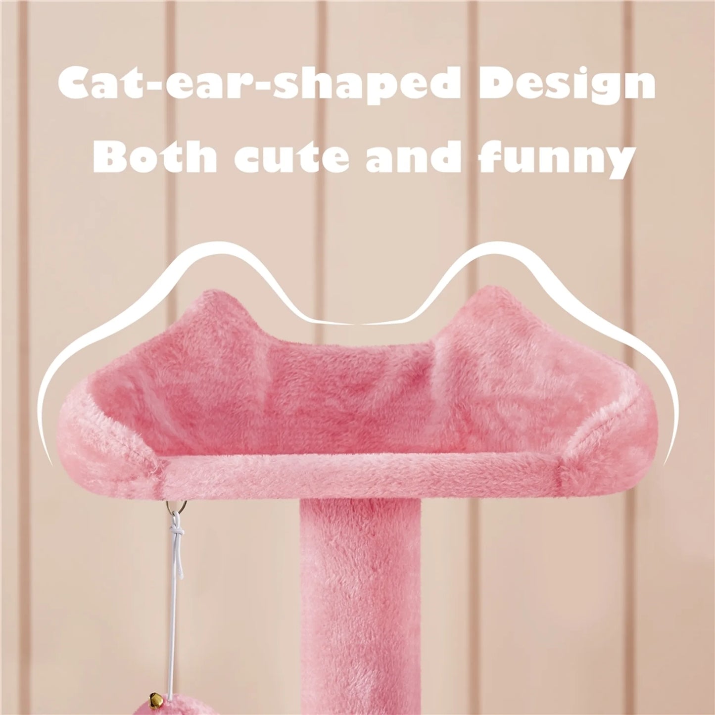 Yaheetech Krabpaal Met 3 Uitkijkplatforms – Voorzien Van 2 Kattenmanden En Sisalpalen En Speelbal Met Belletje – Voor Huishoudens Met Meerdere Katten – Roze Pluche En E1 Spaanplaat – 49 x 49 x 139 cm