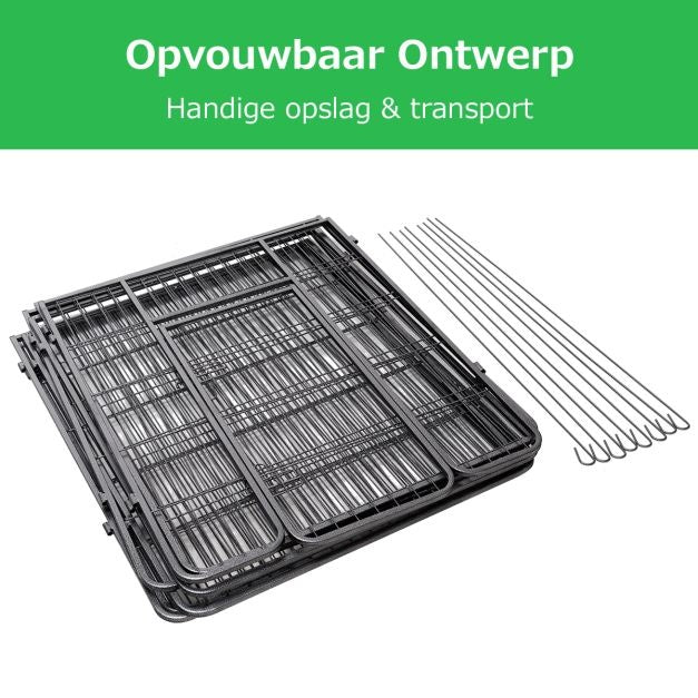 Coast 8-delige Opvouwbare Metalen Hondenren - Zwart - 212 x 212 x 100