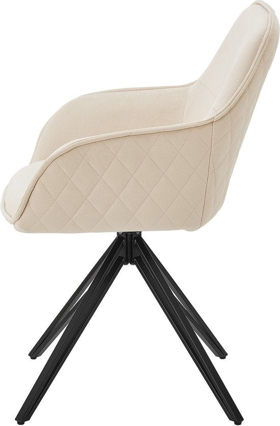 Eetkamerstoel / Draaistoel / Kuipstoel Clyde - Beige - Metalen onderstel