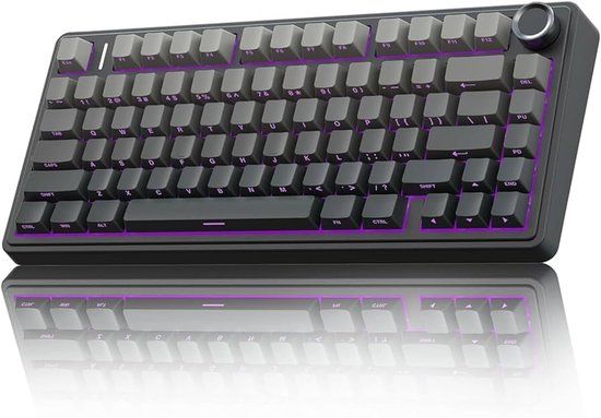 EPOMAKER x AULA F75 - Zwart/Grijs - Mechanisch Draadloos Toetsenbord - RGB - 75% - QWERTY - Gaming Toetsenbord - Reaper Switch