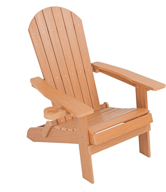 AXI Claire Adirondack Stoel Bruin – Kunststof loungestoel met armleuningen – Opklapbaar - Hoge rugleuning - Tuinstoel - 84,5 x 77 x 95,5 cm - Duurzaam & weerbestendig