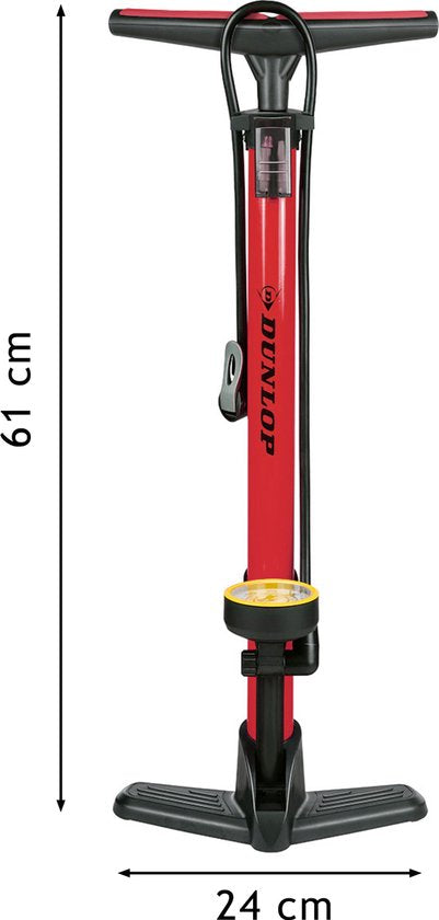 Dunlop Fietspomp met Drukmeter - Fiets Pomp voor Dunlop, Schrader en Frans Ventiel - Staande Pomp Incl. Adaptoren voor Waterspeelgoed en Ballen