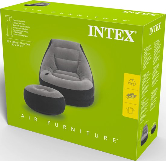 Intex - Opblaasstoel - Ultra Lounge met Poef - 102cm x 137cm x 79 cm
