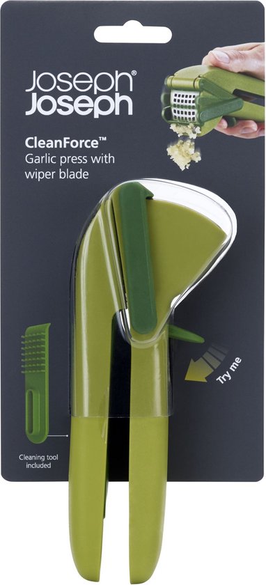 Joseph Joseph CleanForce Knoflookpers – met Reinigingstool – Vaatwasserbestendig – Groen