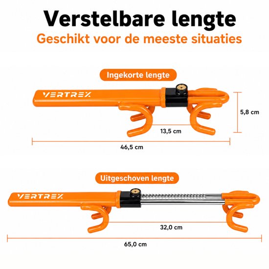Vertrex Stuurslot Auto - Anti-Diefstal - Universeel voor Auto & Camper - Zichtbare Afschrikking - met 2 Sleutels