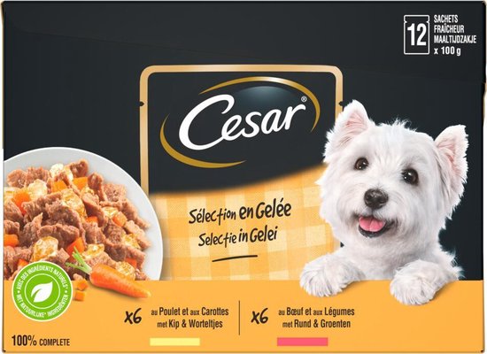 Cesar Maaltijdzakjes Multipack Adult In Gelei - Hondenvoer - 12 stuks