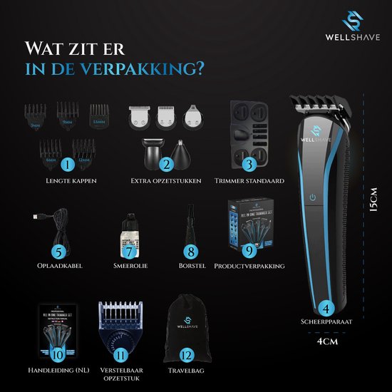Wellshave 5 in 1 Baardtrimmer Mannen - Trimmer Baard en Lichaam - Bodytrimmer heren - Bodygroomer mannen