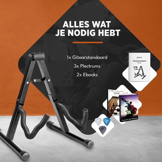 Finesse Gitaarstandaard – Universeel – Akoestisch & Elektrisch – Zwart