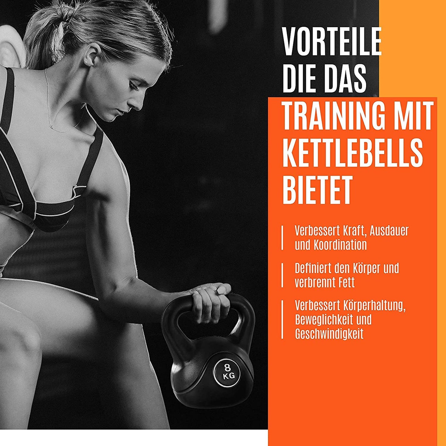 Yaheetech Kettlebell Set 2 kg, 4 kg, 6 kg & 8 kg - Zwart - Kunststof met Beton - 16,5 x 14 x 18,5 cm tot 22,5 x 19,5 x 26 cm