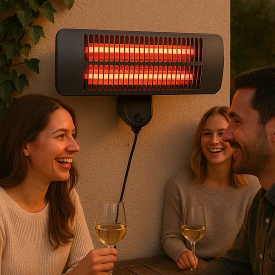 alpina Infrarood Verwarming Hangend - Terras Heater 2000W 3 Warmtestanden - Spatwaterdichte Terrasheater IP34 met Infrarood Paneel - Terrasverwarmer