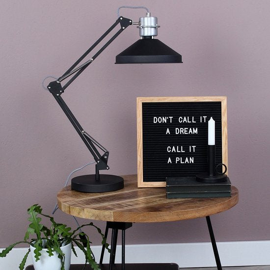 Anne Lighting Zappa - Tafellamp Industrieel - Zwart - H:80cm - Ø:18cm - E27 - Voor Binnen - Metaal - Tafellampen - Bureaulamp - Bureaulampen - Slaapkamer - Woonkamer - Eetkamer
